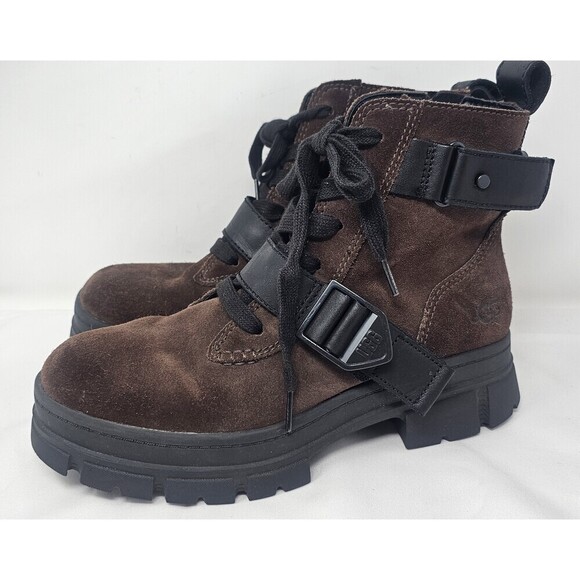 UGG Shoes - UGG Ashton Lace Up Women's Waterproof Suede & Leather Boots Burnt Cedar Size 8.5